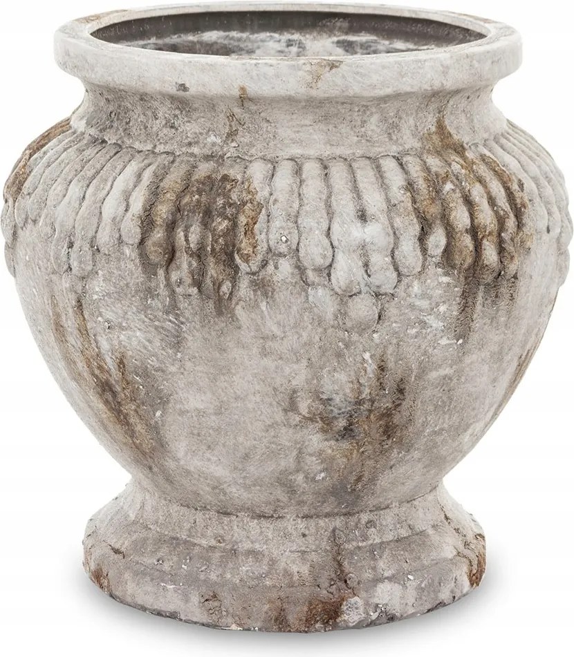 Terrakotta Virágtartó Szürke Bézs Barna 23x22cm Díszített Matt 25