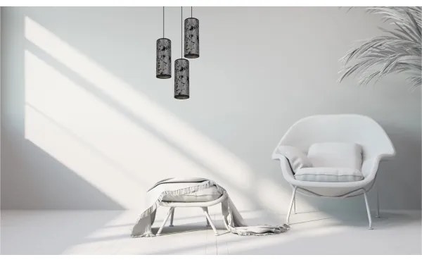 Csillár zsinóron AVALO 3xE27/60W/230V á. 35 cm szürke/fekete