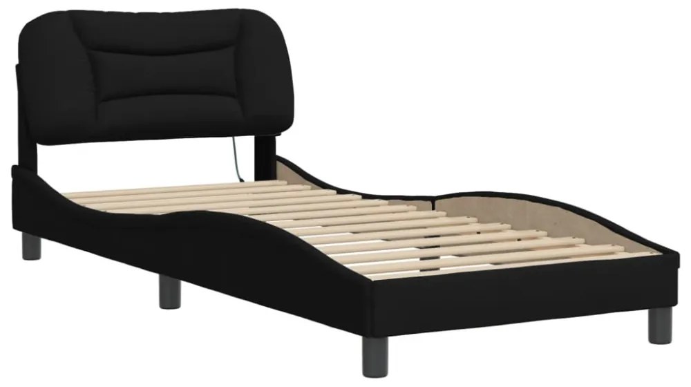 fekete szövet ágykeret LED-es matrac nélkül 80x200 cm 80x200 cm