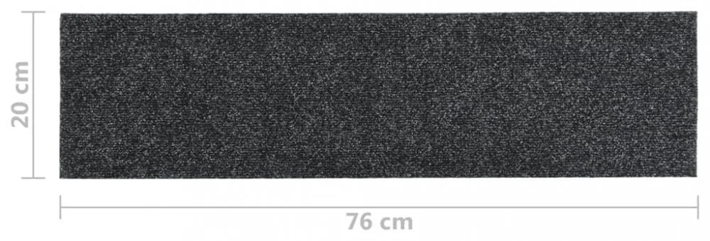 15 db szürke négyszögletes öntapadó lépcsőszőnyeg 76x20cm