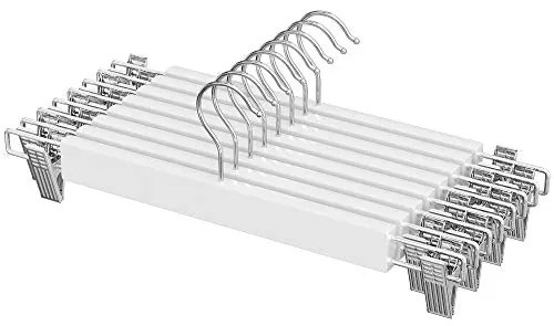 8db fából készült nadrág akasztók, állítható, fehér