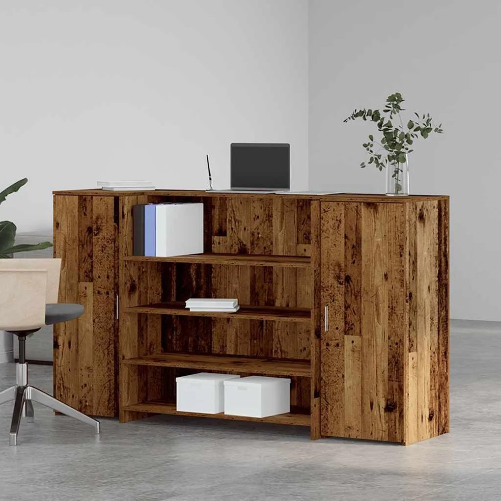 recepciós pult antik fa 180x50x103,5 cm szerelt fa