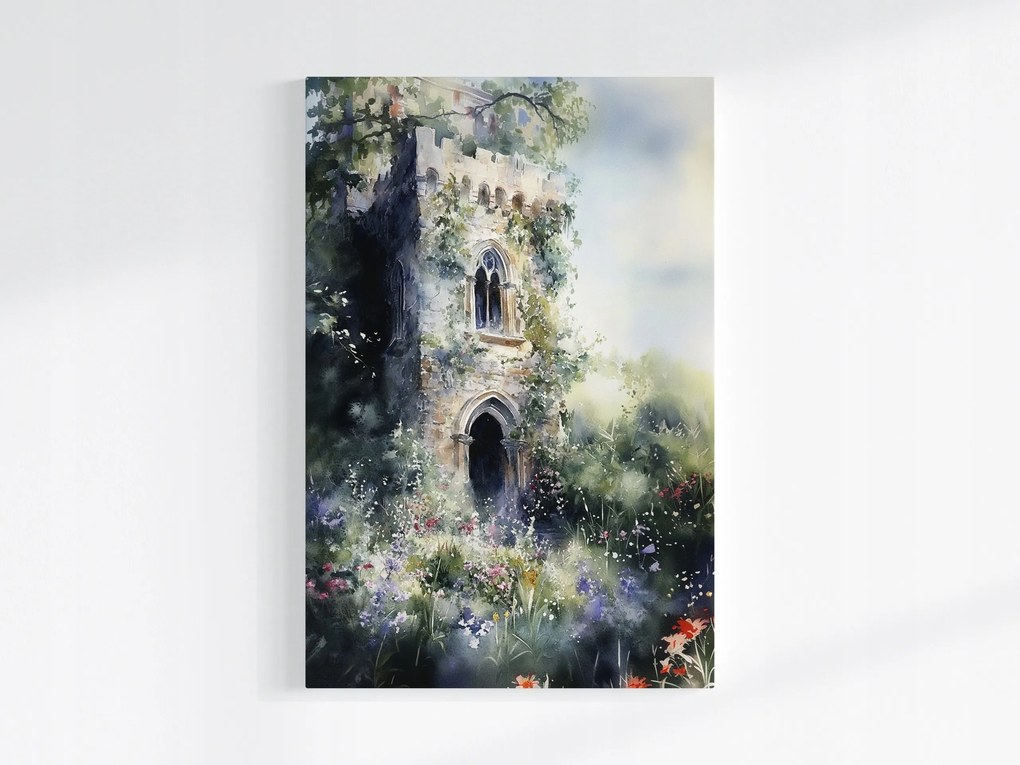 Poszter Rejtélyes Kastély Torony Romok Kert Virágok 40x60