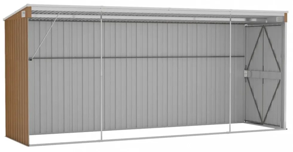barna acél falhoz erősíthető kerti fészer 118 x 382 x 178 cm