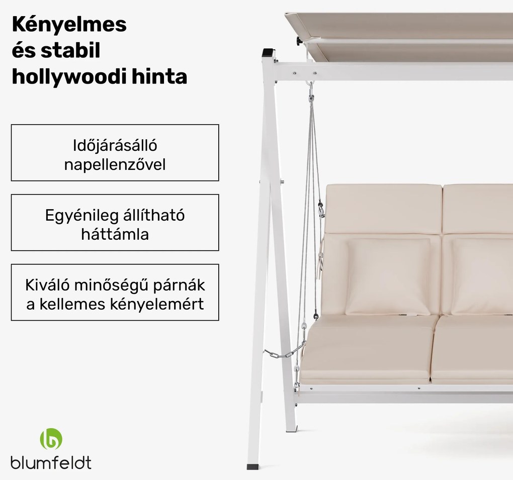 Blumfeldt FlexiSwing hollywoodi hinta 4 üléses Állítható háttámla + napellenző, időjárásálló