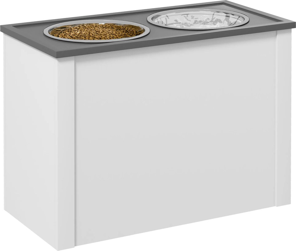 PawHut Kutya Tál, Kiskedvenc Etető Állomás Tárolóval, Víz Tál, Tál Állvány 2 db 2L Rozsdamentes Acél Tállal, Kutya Tál Állvány Nagy Kutyák Számára, Fe