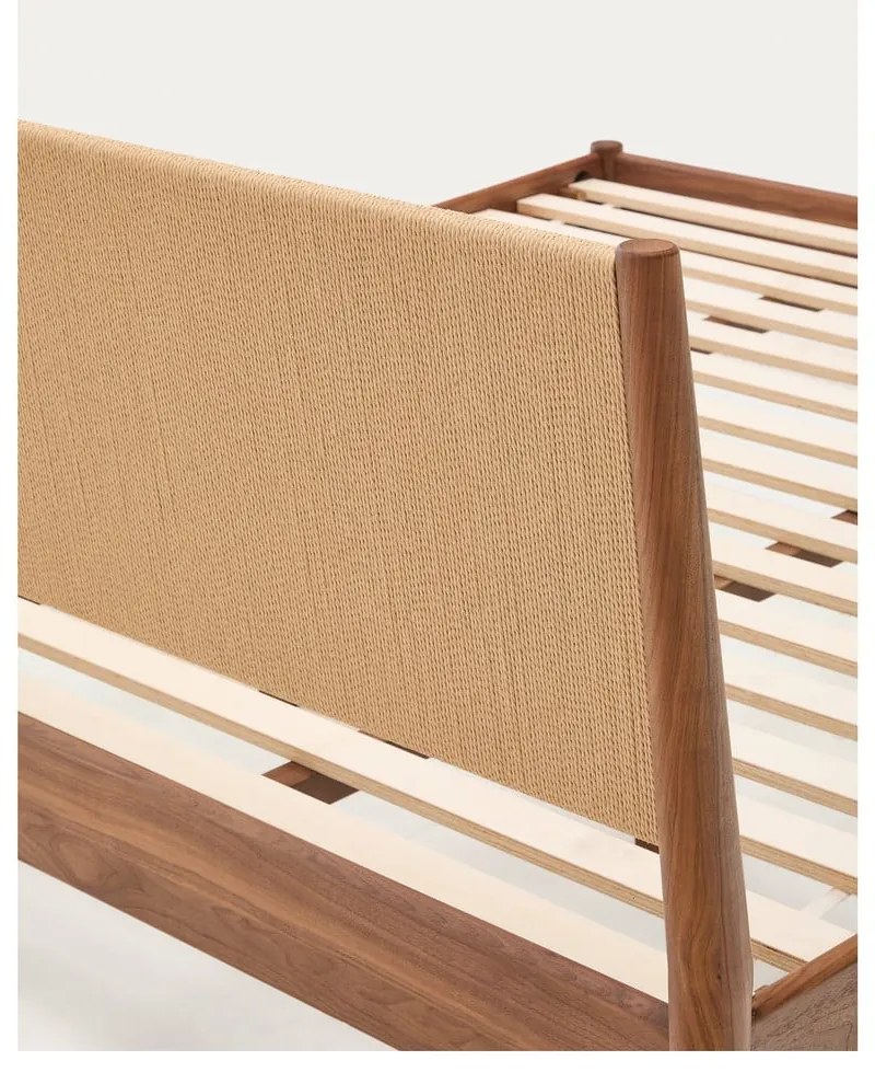 Sötétbarna franciaágy ágyráccsal 160x200 cm Elan – Kave Home