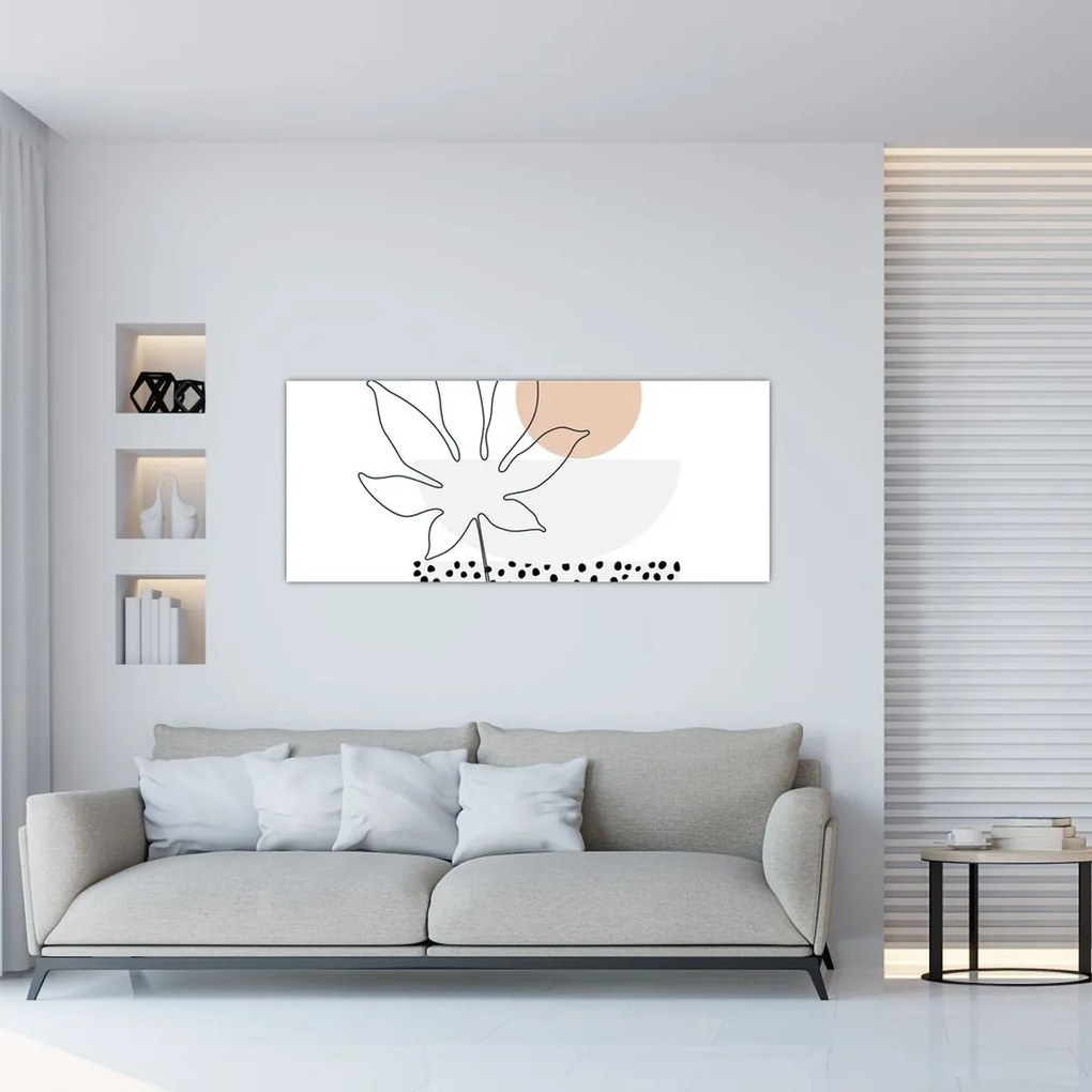 Kép - Vonal művészet virágok N⁰3 (120x50 cm)