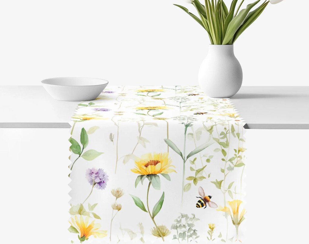 Goldea teflonbevonatú asztali futó - réti világ 35x180 cm