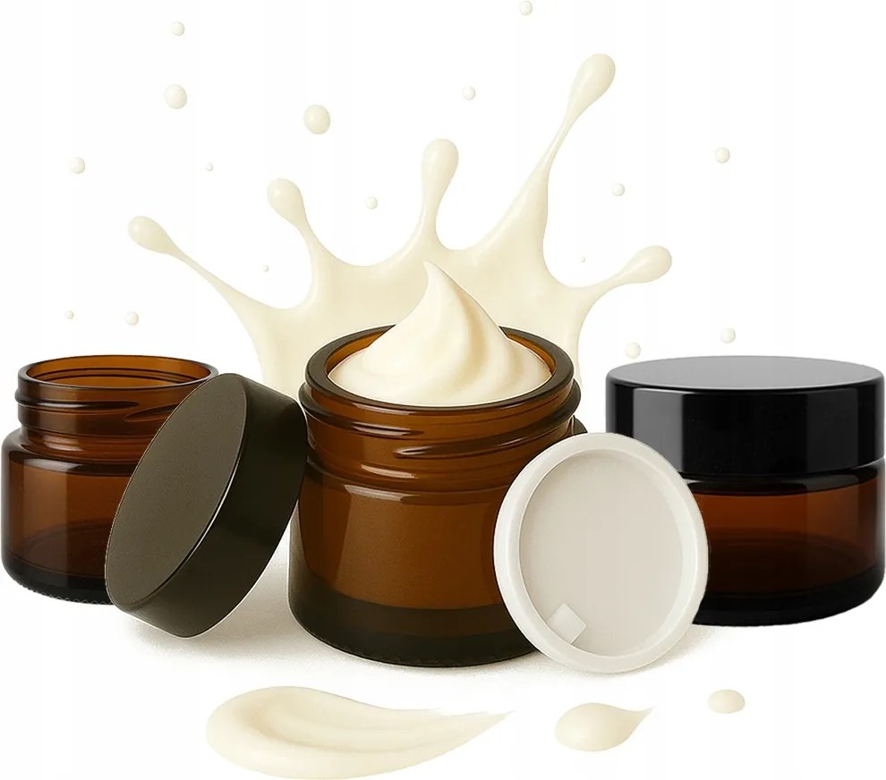 20x Üvegtégely barna tégely 5g 5 ml Sötét üveg krém minta kenőcs