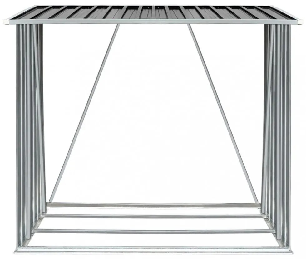 antracit horganyzott acél kerti tűzifatároló 163 x 83 x 154 cm