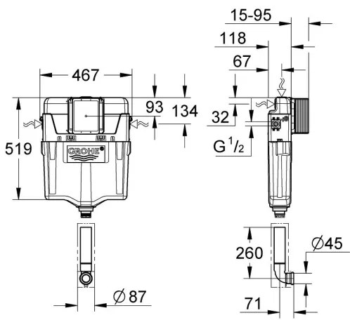 GROHE 38661000 - Öblítőtartály GD 2