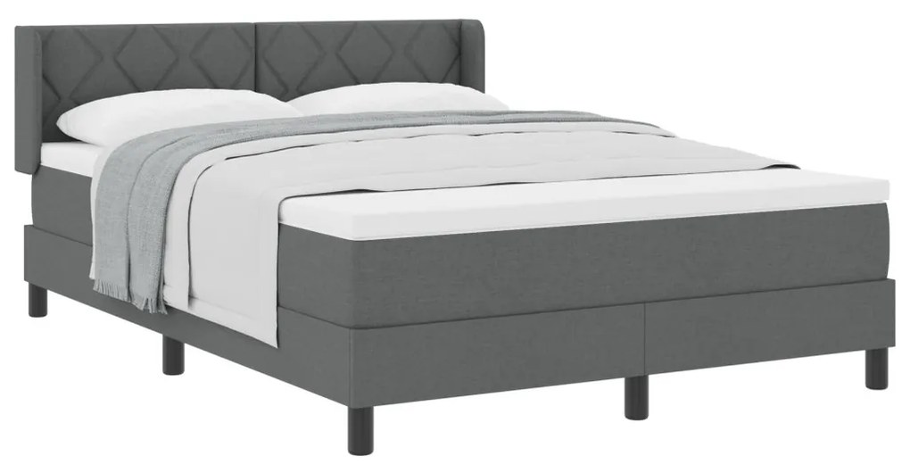 Boxspring Ágy Matrac, Sötétszürke, 140x200 cm, Szövet