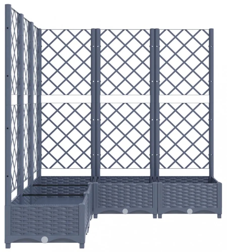 sötétszürke PP rácsos kerti ültetőláda 120 x 120 x 121,5 cm