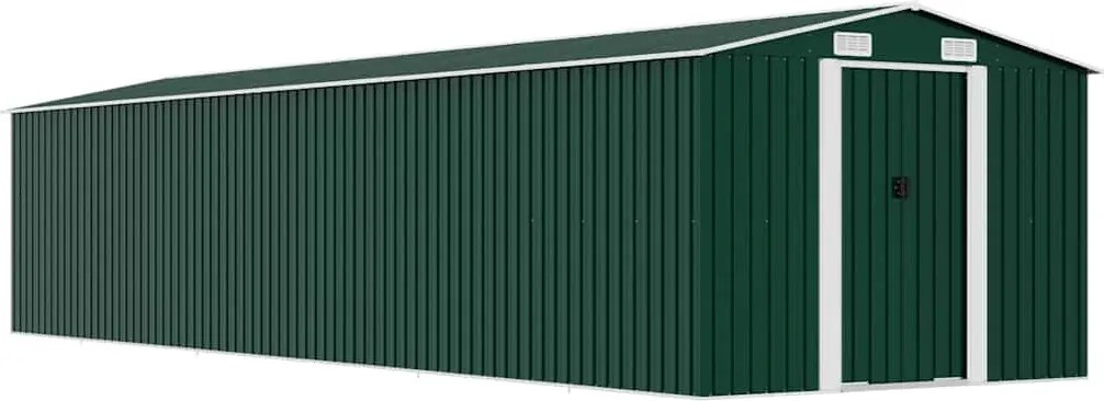 vidaXL zöld horganyzott acél kerti fészer 257 x 779 x 181 cm