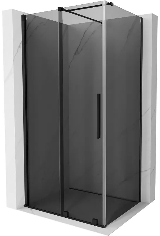 Mexen Velar, tolóajtós zuhanykabin 100 x 90 cm, 8mm szürke üveg, fekete matt, 871-100-090-41-70