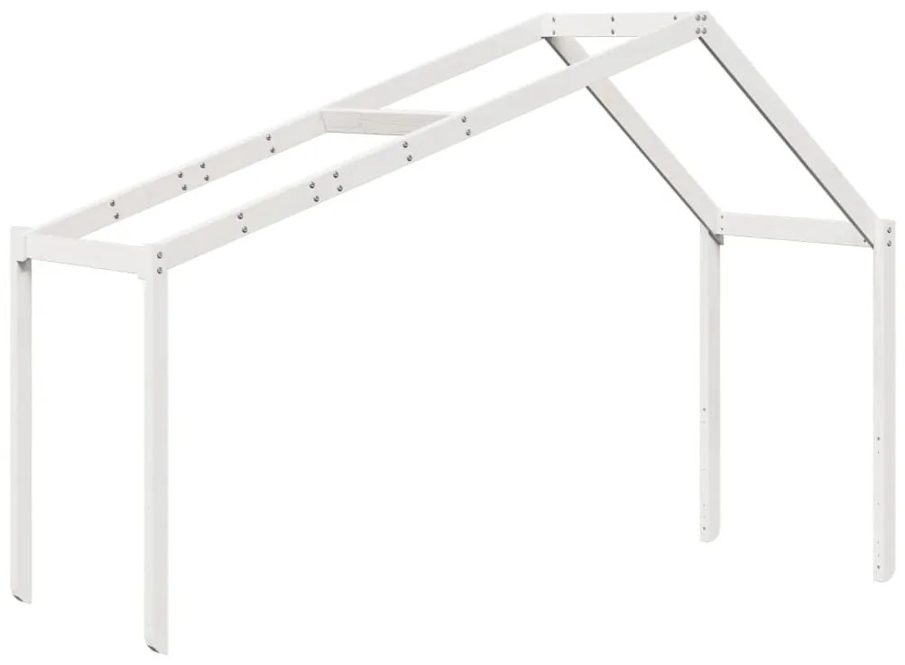 fehér tömör fenyőfa magasított ágy tetővel 80 x 200 cm