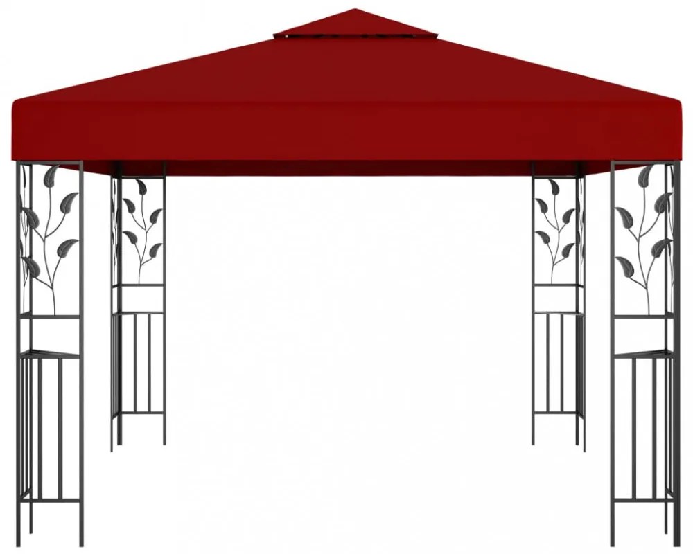 bordó pavilon LED fényfüzérrel 3 x 3 m