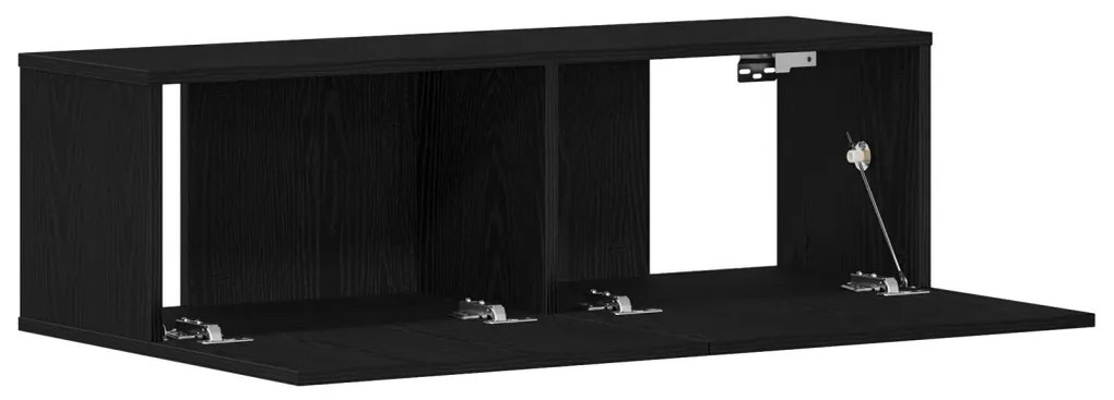 Fekete Tölgy Fali TV Szekrény 100x30x30 cm Épített Fa Anyagból