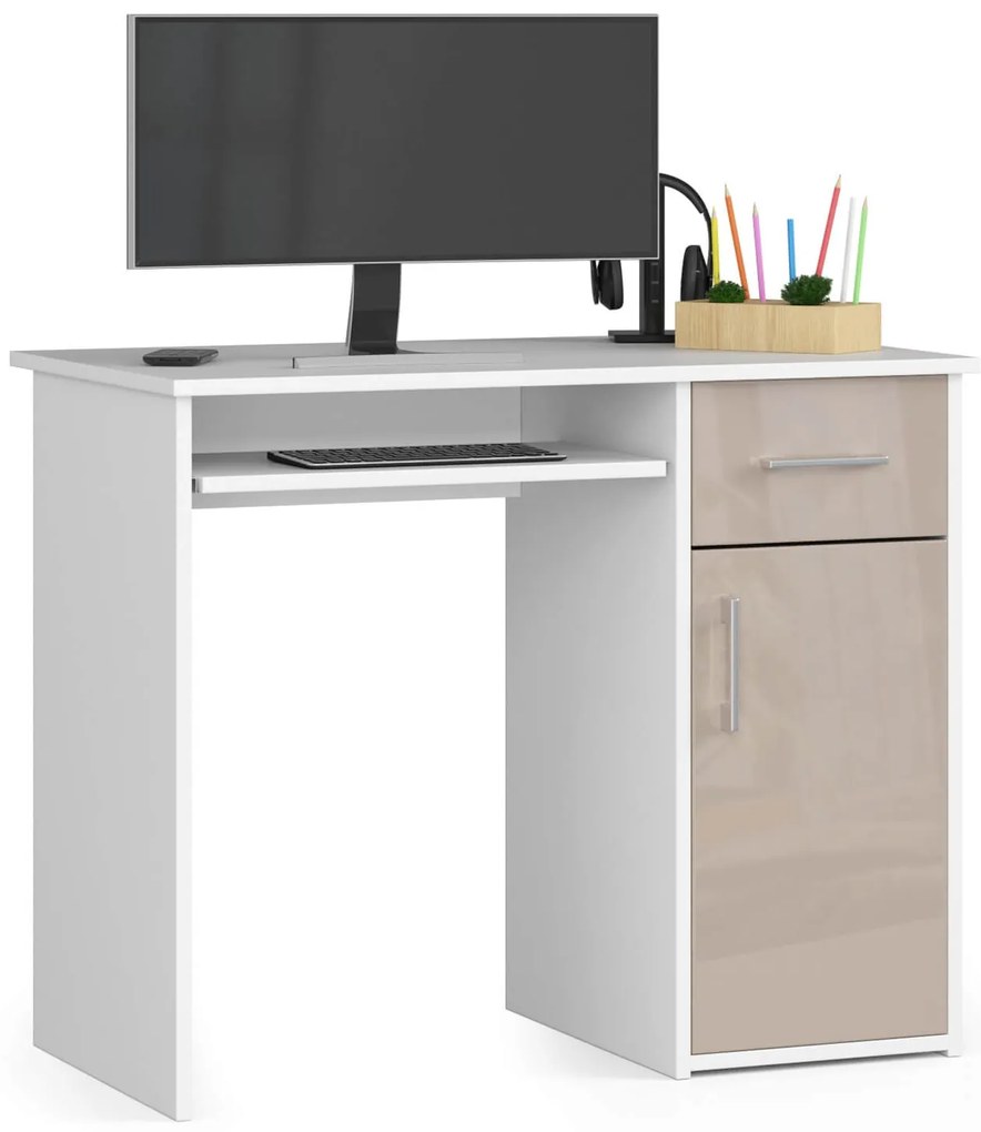 PC asztal Padma (fehér + fényes cappucino). Akció -15%. 1068910