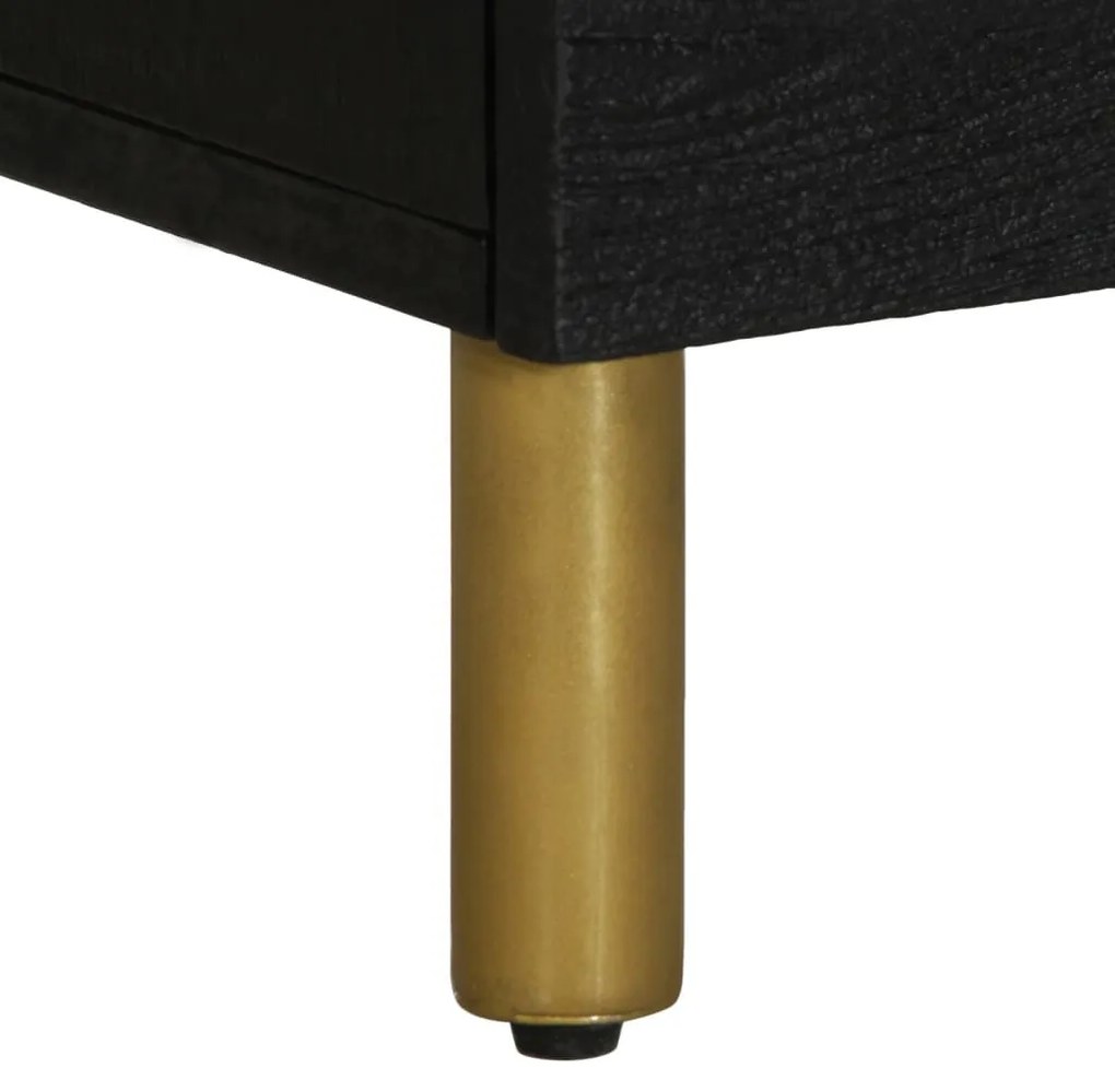 vidaXL fekete tömör szerelt fa éjjeliszekrény 50 x 33 x 62 cm