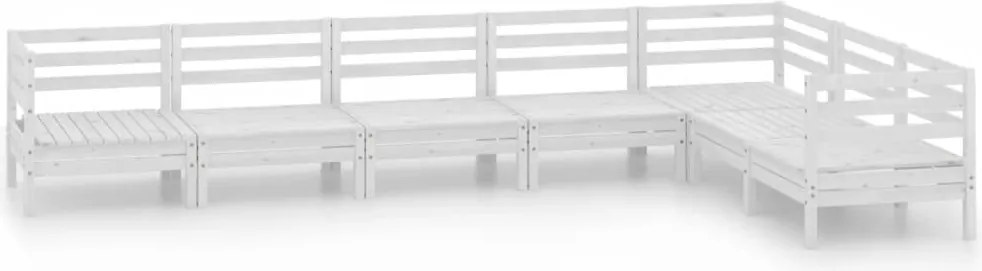 vidaXL 7 részes fehér tömör fenyőfa kerti ülőgarnitúra