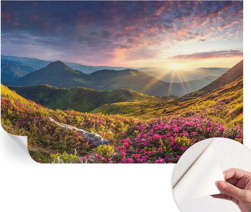 Öntapadós tapéta Divatos 3D fali ragasztóval Hegyi panoráma 104x70 cm