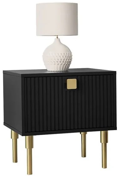 Éjjeliszekrény DORSET 50x50 cm fekete/arany