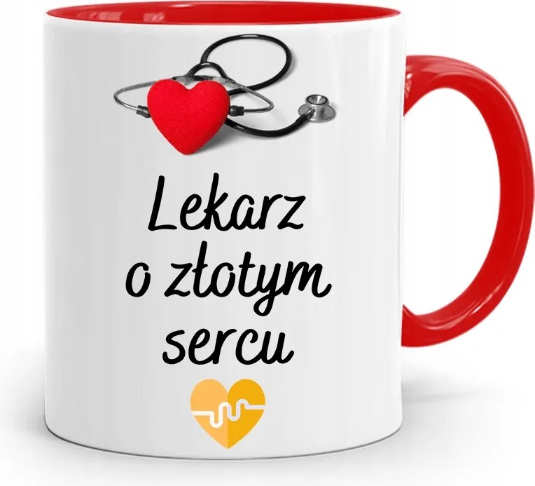 Piros Bögre Orvosnak Arany Szívű Orvos fényképes nyomattal