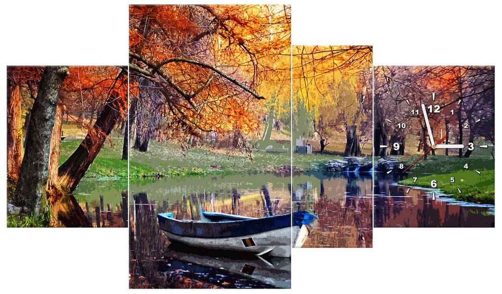 Gario Órás falikép Romantikus város a tónál - 4 részes Méret: 120 x 70 cm