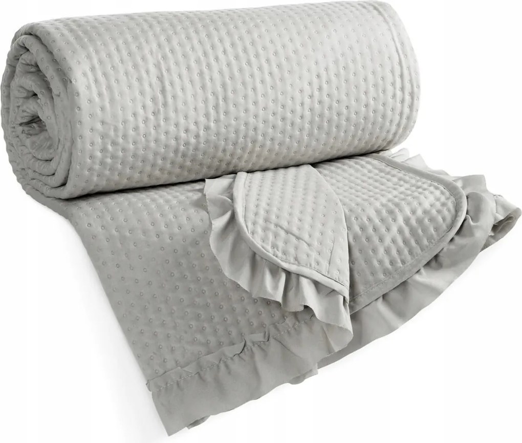 Dekoratív ágytakaró 170x210 fodros rózsaszín-ezüst