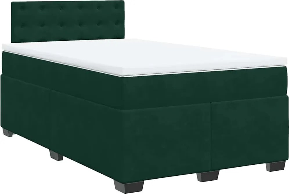 vidaXL sötétzöld bársony rugós ágy matraccal 120x190 cm