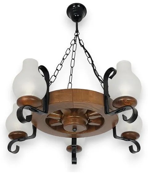 Brilagi - Csillár láncon ROATA 5xE14/40W/230V bükkfa/dió