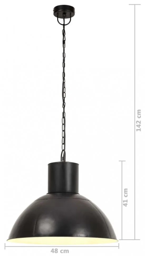 kerek fekete függőlámpa 25 W 48 cm E27