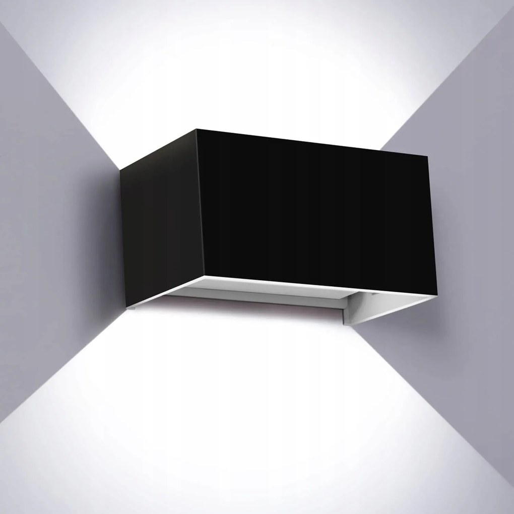 24W Led Fali Lámpa Kültéri Fekete Négyzet Alakú Felső-alsó Fali Lámpa