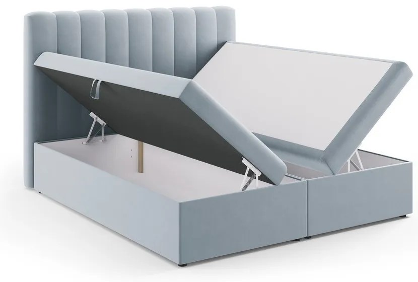 Világoskék boxspring ágy tárolóhellyel 180x200 cm Gina – Milo Casa