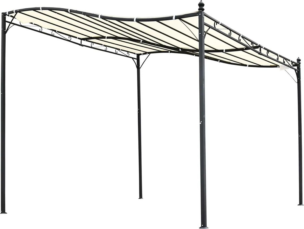 Outsunny Pergola Kerti Pavilon Napernyő Fém Krém 297x297cm | Aosom