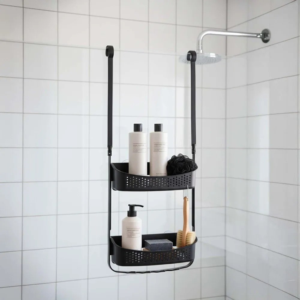 Matt fekete függő műanyag fürdőszobai polc Vesper – douceur d'intérieur