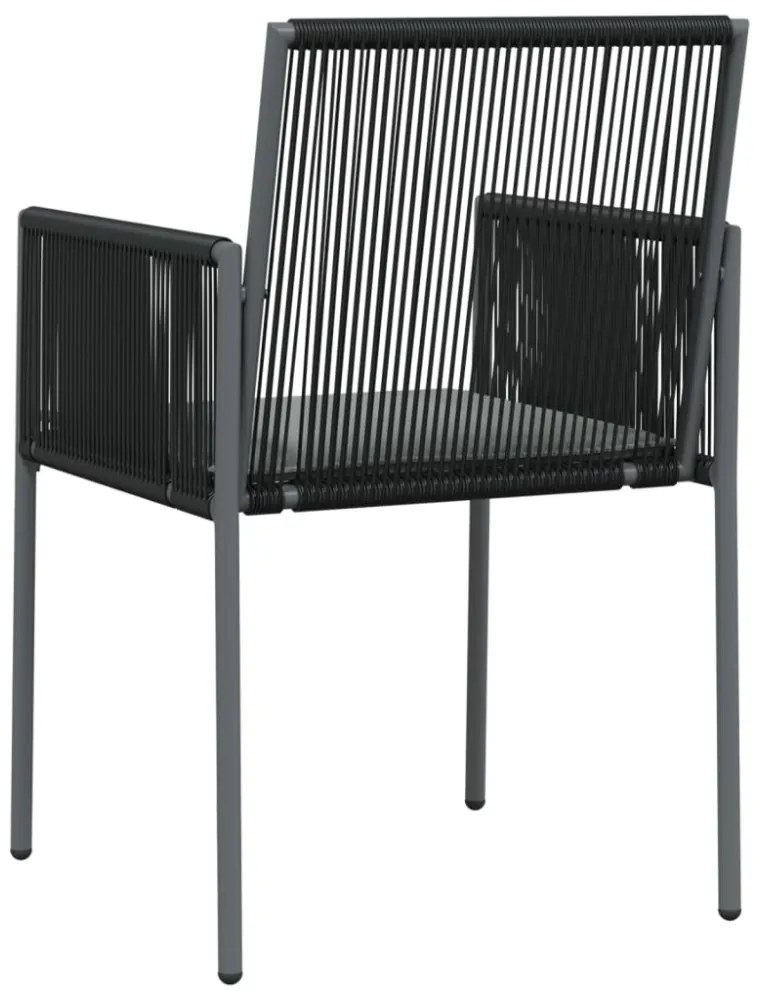 2 db fekete polyrattan kerti szék párnával 54 x 60,5 x 83,5 cm
