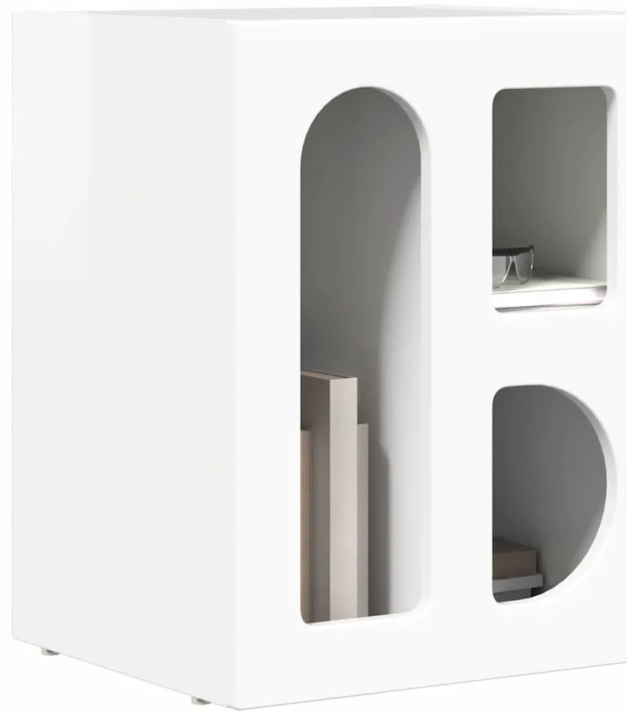 vidaXL Éjjeli asztal 2 pcs Magas Fényű Fehér 40 x 35 x 50 cm Faanyag