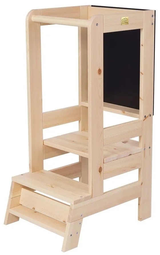 Natúr színű borovi fenyő tanulótorony Montessori – Meowbaby