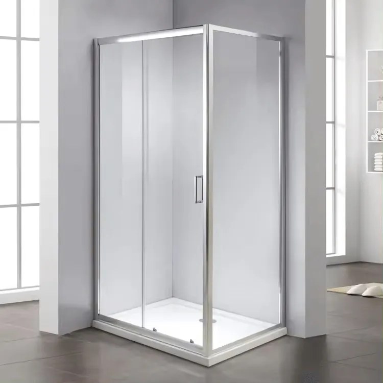 Stuxi Delhi 130x80 aszimmetrikus szögletes tolóajtós zuhanykabin 6 mm vastag vízlepergető biztonsági üveggel, krómozott elemekkel, 200 cm magas