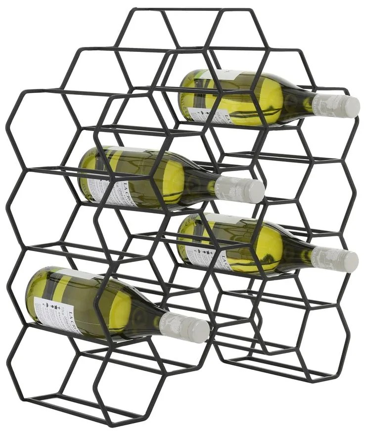 Fekete fém bortartó polcos állvány, palackok száma 12 Salbris – Light &amp; Living