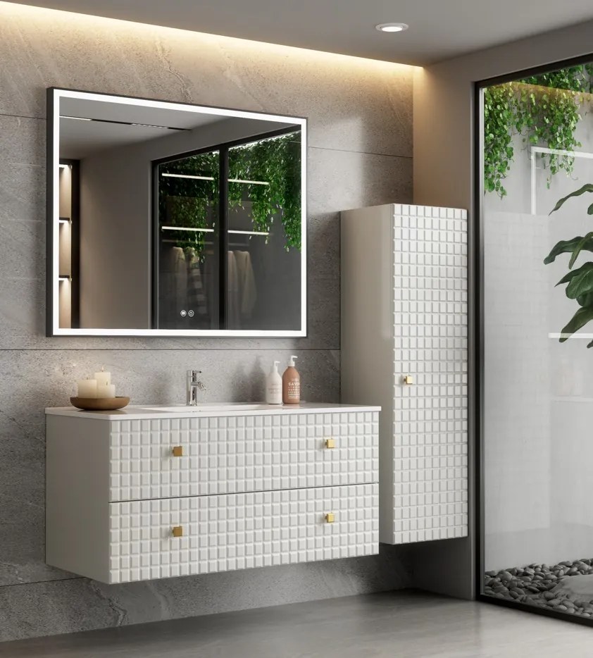 Erga Samira, LED tükör 100x80cm fekete keretben, 2760 lm, 3 fényszín, első világítás, ERG-V01-SAMIRA-1080-BK