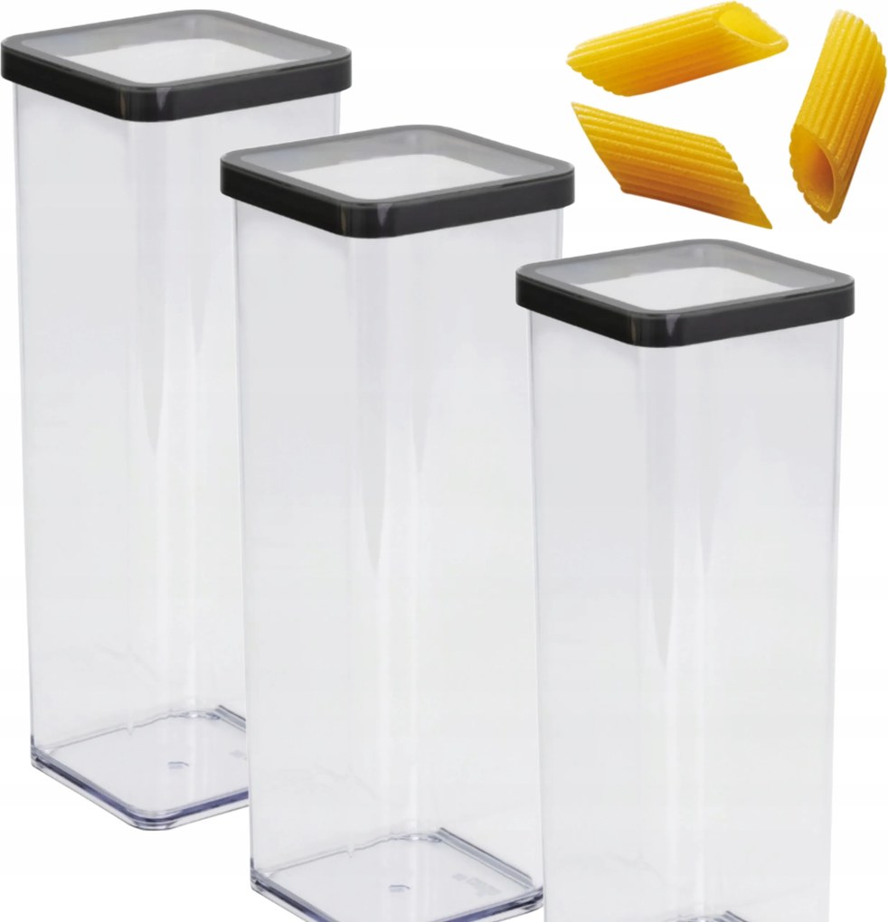 3 Db-os Rotho Lisztes Tészta Tároló Edény Szett 2L Grafit Loft