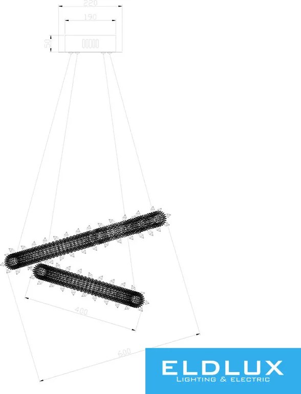 ELDLUX ELDAMARILL kristályüveg függeszték D600 132W CCT