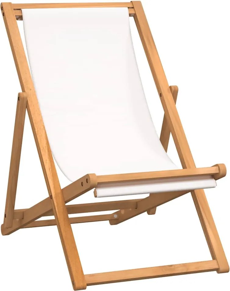 vidaXL krémszínű tíkfa napozószék 56 x 105 x 96 cm