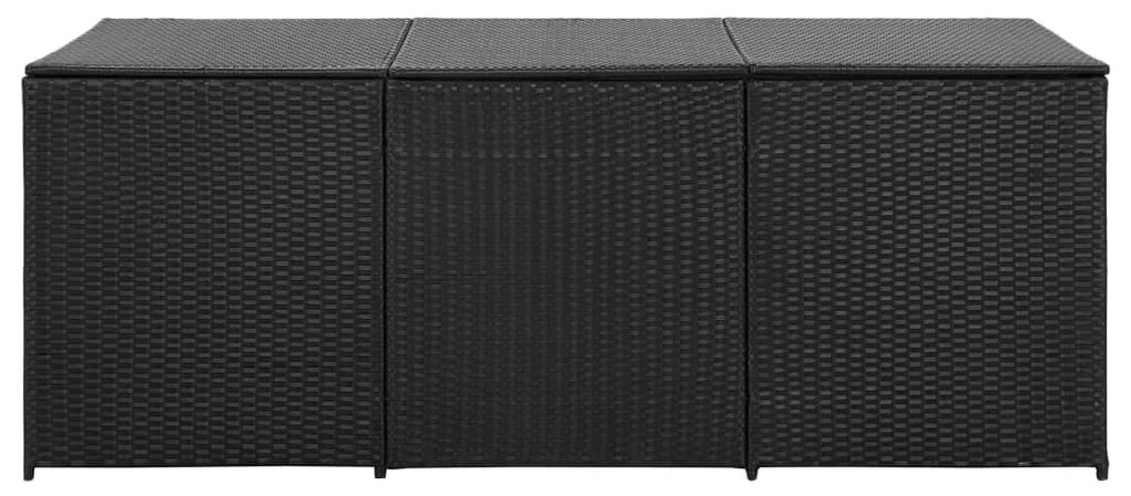 Fekete polyrattan kerti tárolóláda 180 x 90 x 70 cm