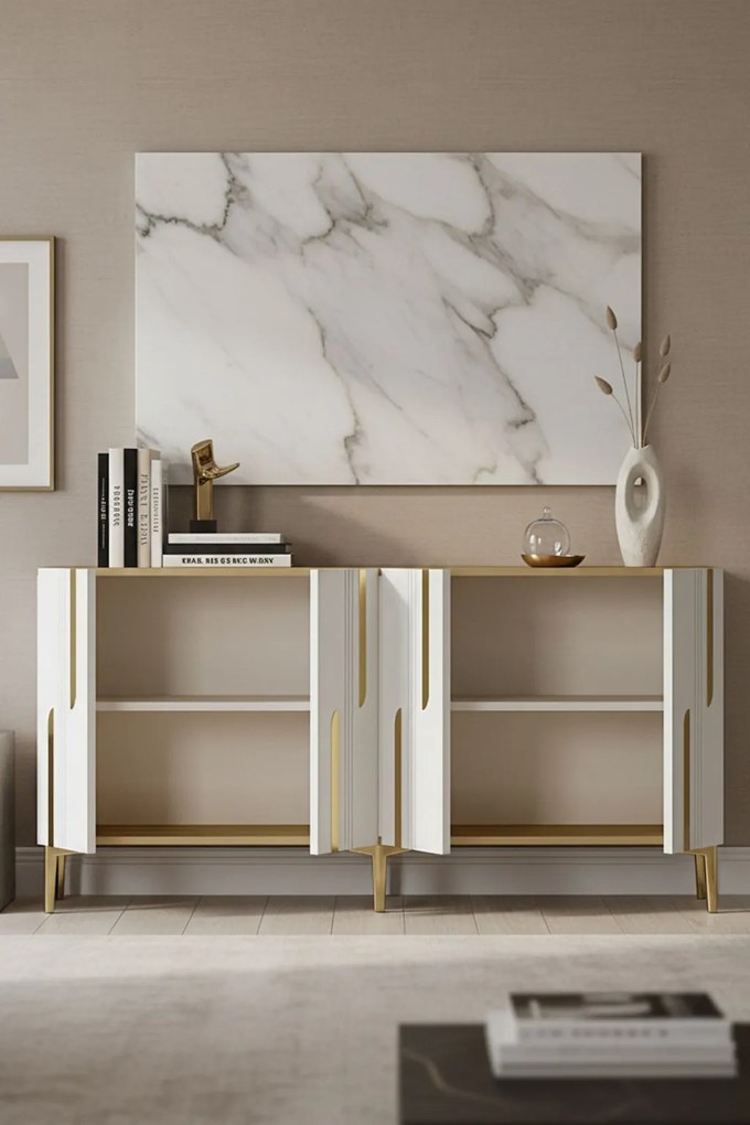 Nota komód, zafír tölgy-fehér, 150 cm – TR555CHM1701