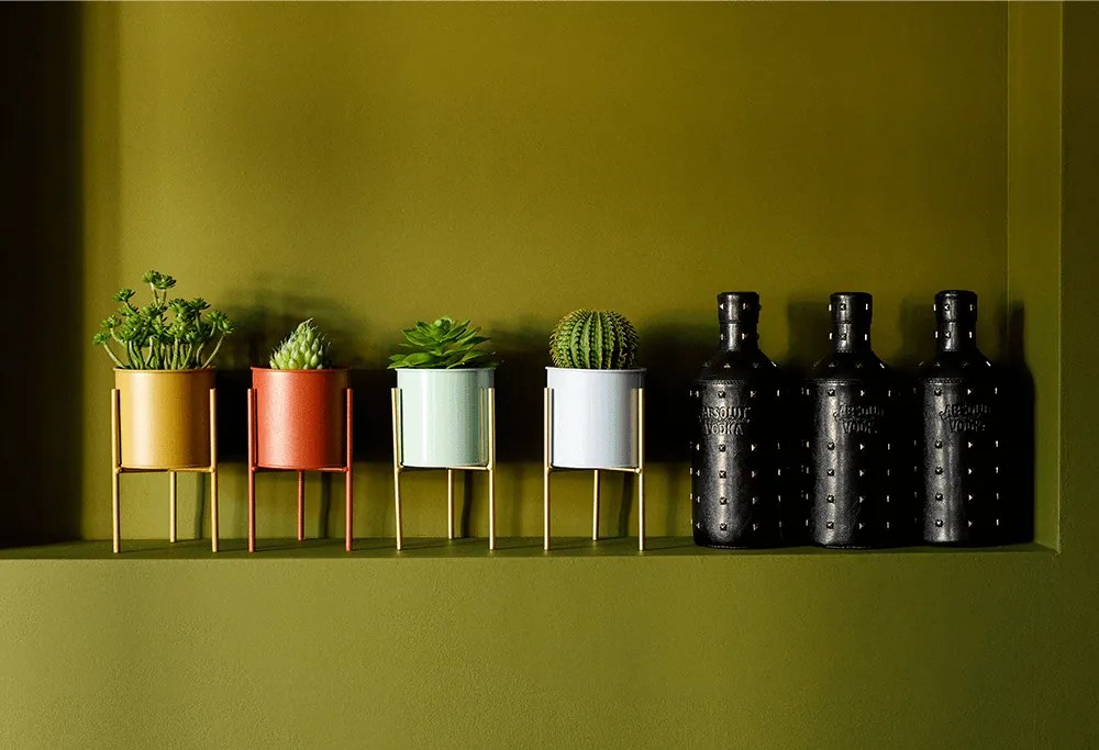 2 darabos virágtartó szett, kék/neo mint/arany, ROZEL SET